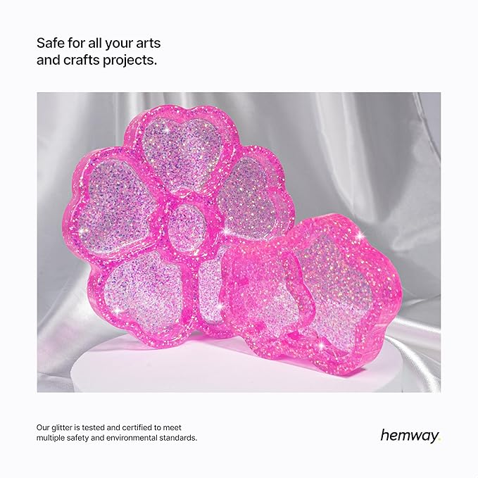 Hemway Premium Glitter Shaker - Baby Pink Iridescent | 130g Fine Metallic Flake Sequins for Resin & Epoxy Crafts | Craft Supplies for Tumblers, Festival, Art