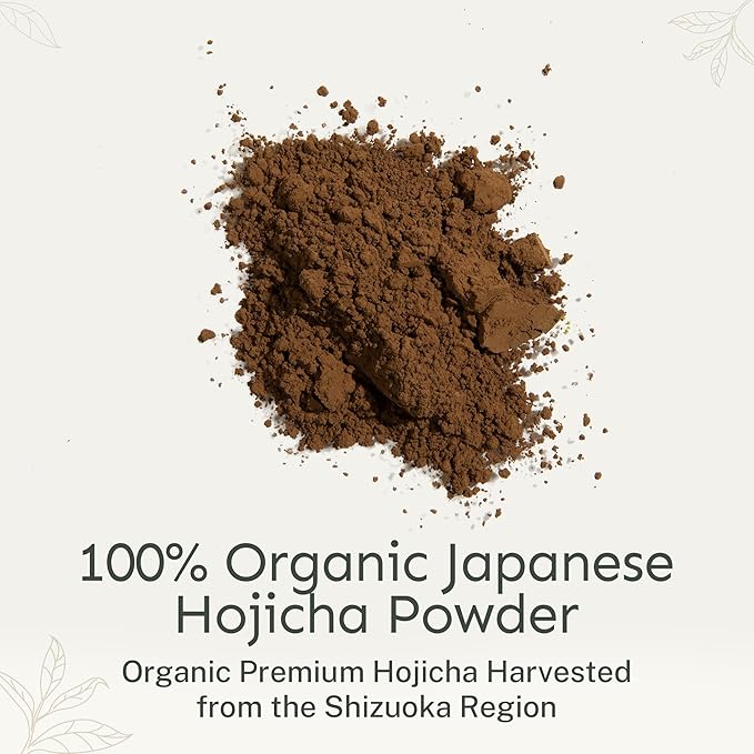Yu Tea Organic Hojicha Green Tea Powder | Rich in Antioxidants & EGCG | Pure Japanese Roasted Green Tea | Low Caffeine & Unsweetened Matcha Alternative | Resealable Pouch, 2.65 oz, 75 Servings