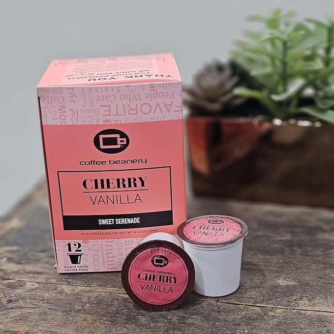 Cherry Vanilla Flavored Coffee Pods by Coffee Beanery | Medium Roast, 12ct