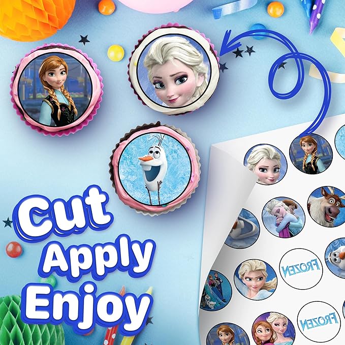 30 x Edible Cupcake Toppers ??Winter Princess Party Collection of Edible Cake Decorations | Uncut Edible Prints on Wafer Sheet