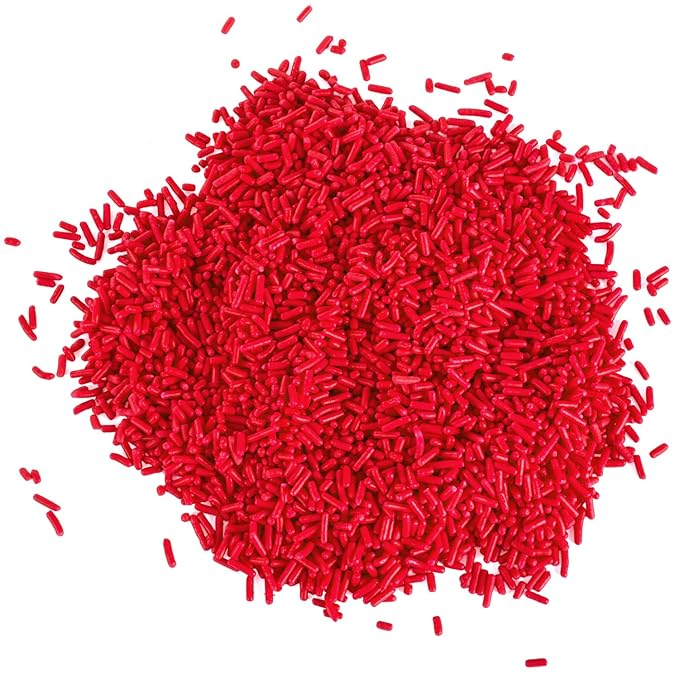 Red Sprinkles - 1.6 Pounds - Bulk Jimmies - Edible Decorations for Cake Decorating - Dessert Toppings for Ice Cream, Cupcakes, Cookies, Cake Pops