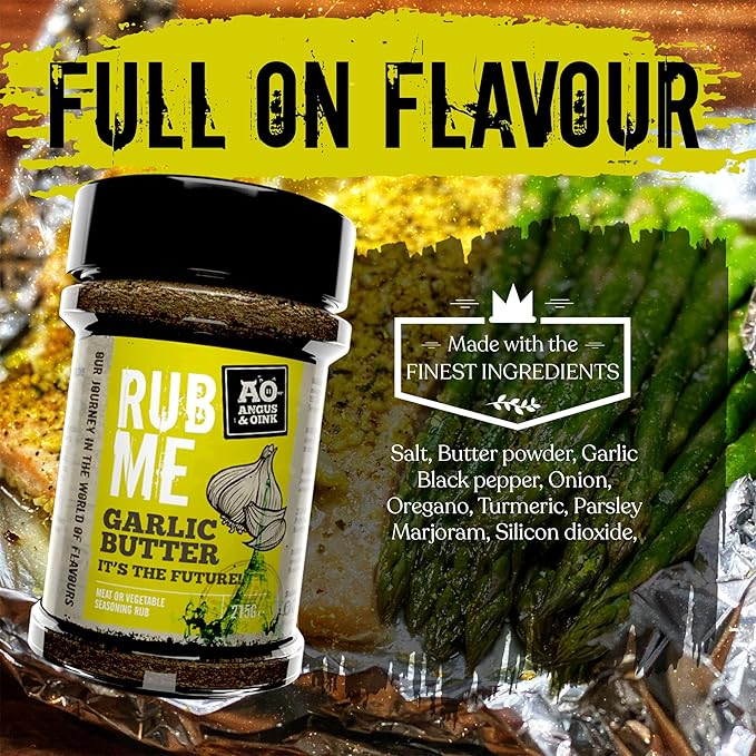 Angus & Oink | Garlic Butter Seasoning | Rich & Indulgent Flavour for Chicken, Fries & Roast Potatoes | 225g