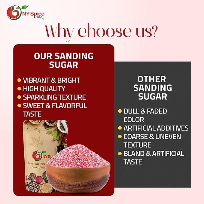 NY Spice Shop Valentines Sanding Sugar - 1 Pound Sweet Colorful Edible Sprinkles - Glitter Sprinkles for Cookies Decoration - Sprinkle Sugar Trendy Treats