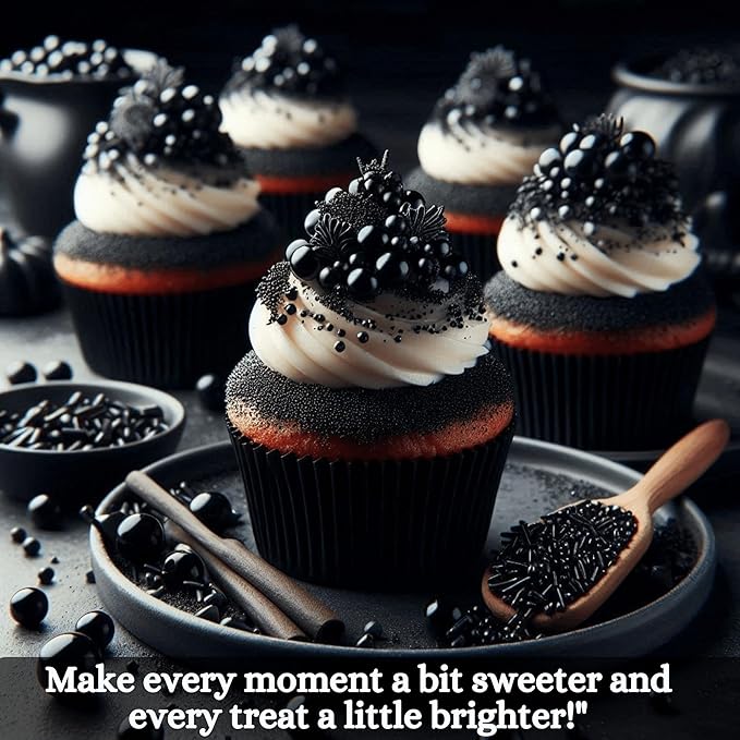 Confect Black Sprinkles ??Edible Cake & Cupcake Decorating Sprinkles in Bottle for Baking, Cookies, and Dessert Toppings | Vegan, Gluten-Free, Soy-Free, Dairy-Free, Palm Oil-Free- 4.2 Oz