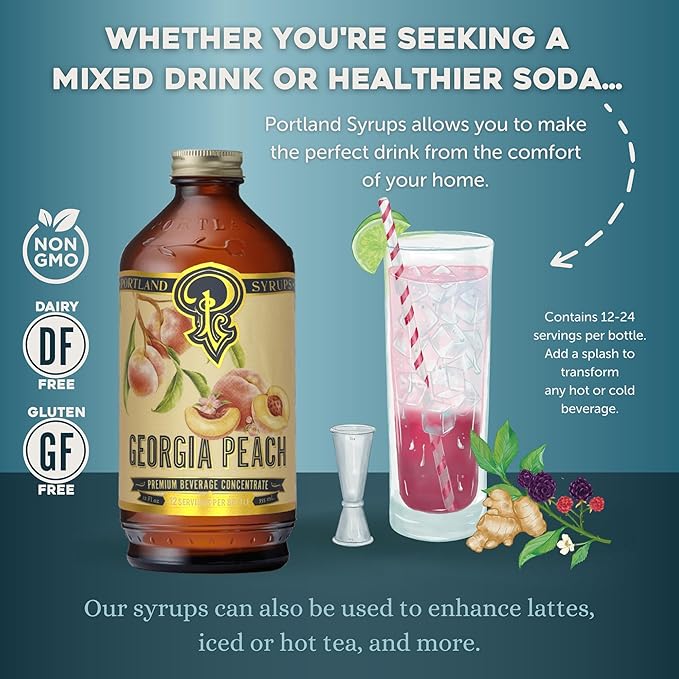 Georgia Peach ??Sweet, Juicy Peach Flavoring for Coffee, Teas, Smoothies, Cocktails, & Desserts ??Perfect for Adding a Touch of Southern Delight to Any Beverage ??12 oz, 24 servings (Pack of 1)