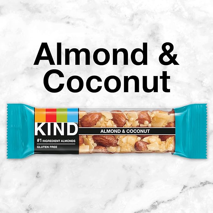 KIND Nut Bars, Almond & Coconut, Healthy Snack Bars, Gluten Free, Low Sodium, 3g Protein, 24 Count