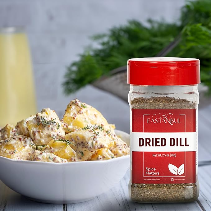 Eastanbul Dill Weed, 2.5oz Dried Dill Weed, Eneldo En Povlo, Pure, Freshly Cut, Sifted, Mediterranean Seasoning, Exquisitely Fragrant, Pairs with Salads, Dips, Soups, Seafood and More