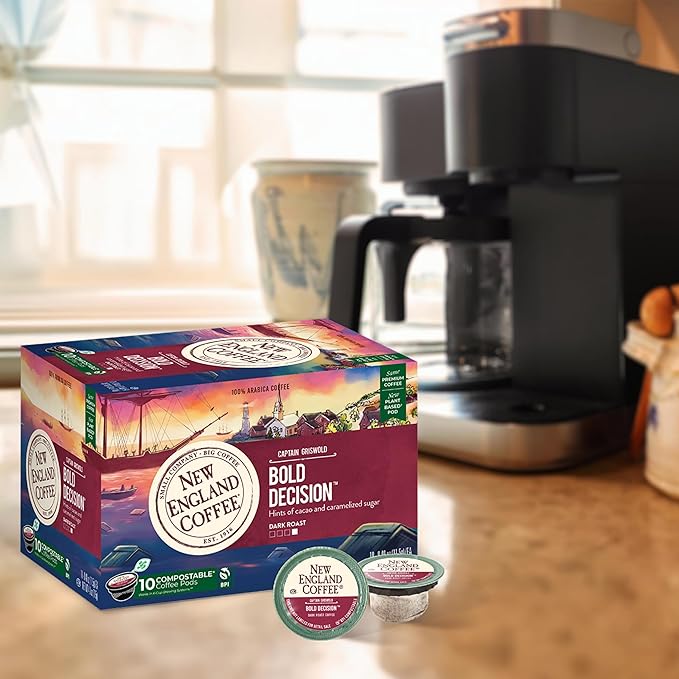 New England Coffee Bold Decision Dark Roast Single Serve Pods, 10ct Box (Pack of 6)