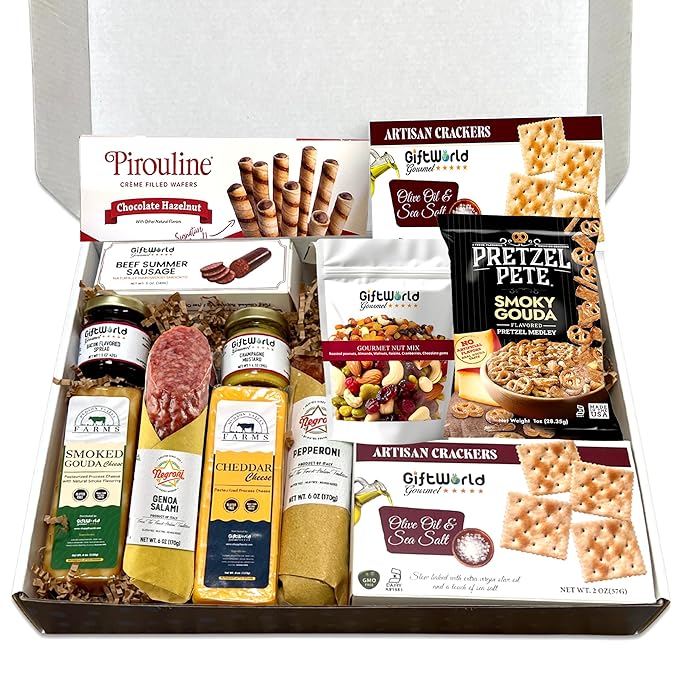 Deluxe Meat and Cheese Gift Basket ??Gourmet Charcuterie Assortment & Snack Bundle