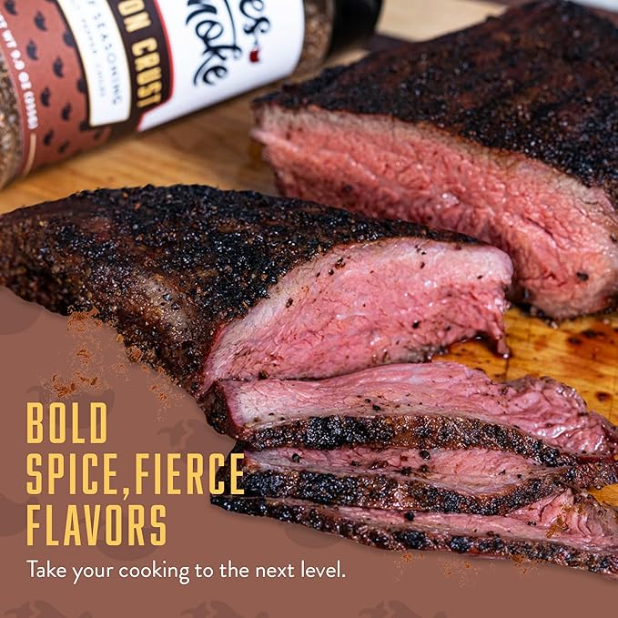Chiles and Smoke - Canyon Crust Beef Seasoning, Great on Beef Brisket, Ribeye Steaks, Hamburger Meat and More, BBQ Rub and Spices for Grilling and Smoking, No Sugar, Gluten & MSG, USA-Made, 255 g