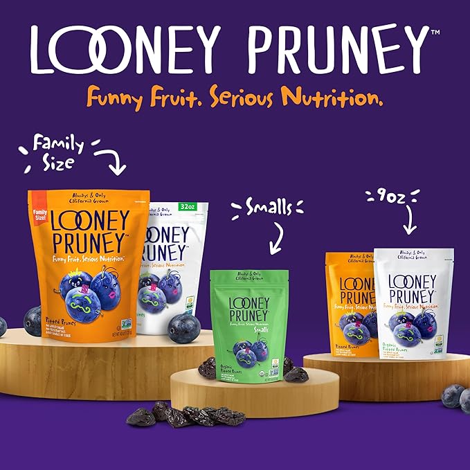 Looney Pruney Smalls Fruit Snacks | Naturally Sweet Bite-Sized Prunes | Organic Fruit Snack Packs For Kids & Adults | Vegan Food With No Added Sugar & Preservatives | Kosher | 9 oz. (Pack of 6)