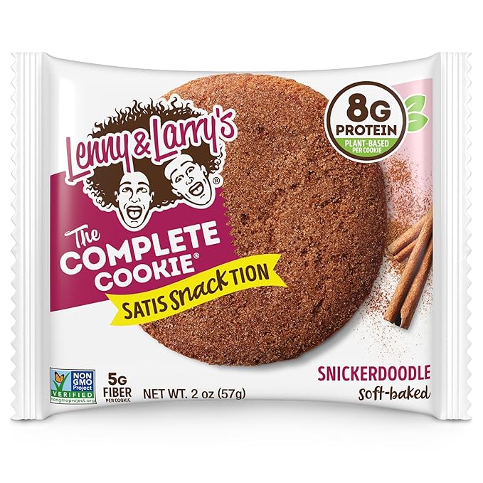 Lenny & Larry's The Complete Cookie, Snickerdoodle, Soft Baked, 8g Plant Protein, Vegan, Non-GMO, 2 Ounce Cookie (Pack of 12)