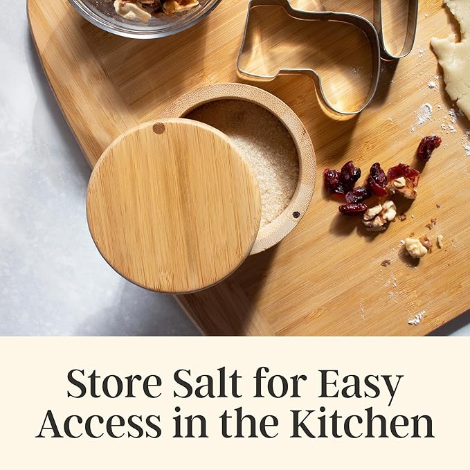 Totally Bamboo Salt Cellar with Swivel Lid ??Bamboo Spice Box Storage Container for Kitchen Countertop with Magnetic Closure ??Ideal for Sea Salt, Spices and Herbs