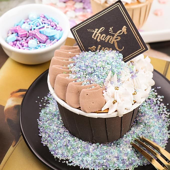 Pastel Mermaid Sprinkles for Cake Decorating, Ocean Seashell Sprinkles with Jimmies and Sanding Sugar for Ice Cream Cupcakes Brownie Cookie Baking Topping