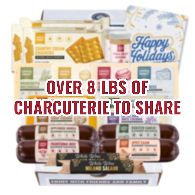Farmers Market, Gluten Free, Keto, Paleo, Low Sodium, Zero Sugar, Genoa Salami, Christmas Charcuterie Board, Holiday Meat and Cheese Gift Baskets, Ultimate Collection