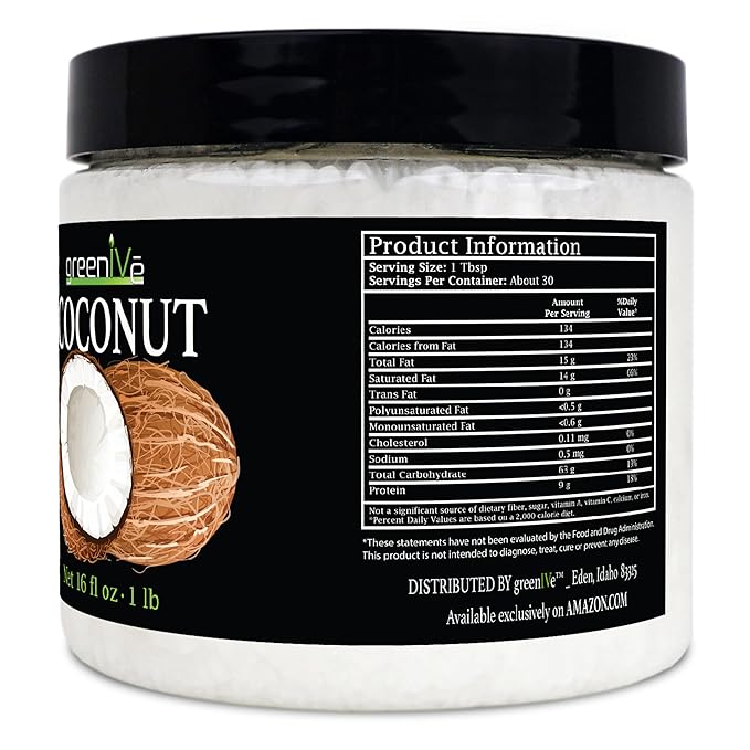 GreenIVe - 100% Pure Virgin Raw Coconut Oil - Organic - Pure - Virgin - Exclusively on Amazon (16 Ounce)