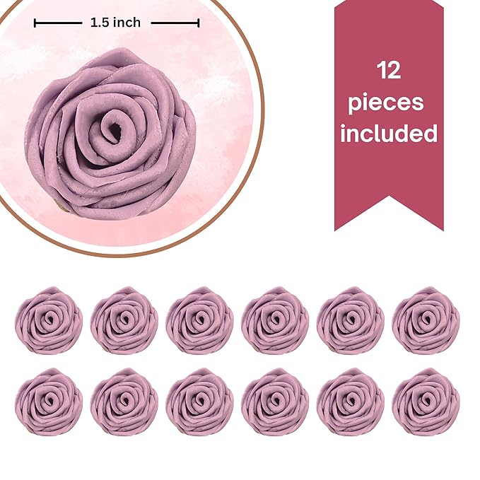 Confect Edible Lavender Rose Toppers ??12-Pack Lilac Roses for Cake & Cupcake Decorating??Stunning Edible Floral Toppers for Desserts- Vegan, Nut-Free, Soy-Free, Dairy-Free, Palm Oil-Free