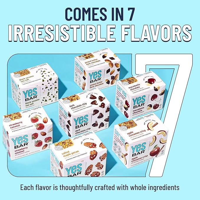 The YES Bar ??Six Flavor Variety Pack ??Plant Based Protein, Decadent Snack Bar ??Vegan, Paleo, Gluten Free, Dairy Free, Low Sugar, Healthy Snack, Breakfast, Low Carb, Keto Friendly (Pack of 6)