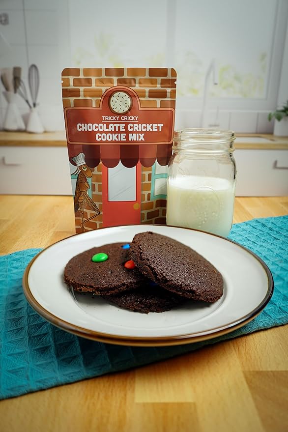 Tricky Cricky Cricket Protein Chocolate Cookie Mix - USA Handmade Edible Cricket Flour Cookie Mix - Real USA Farmed Dried Crickets in Each Cookie - Edible Bugs Baked in for High Protein - 11 Ounce Bag
