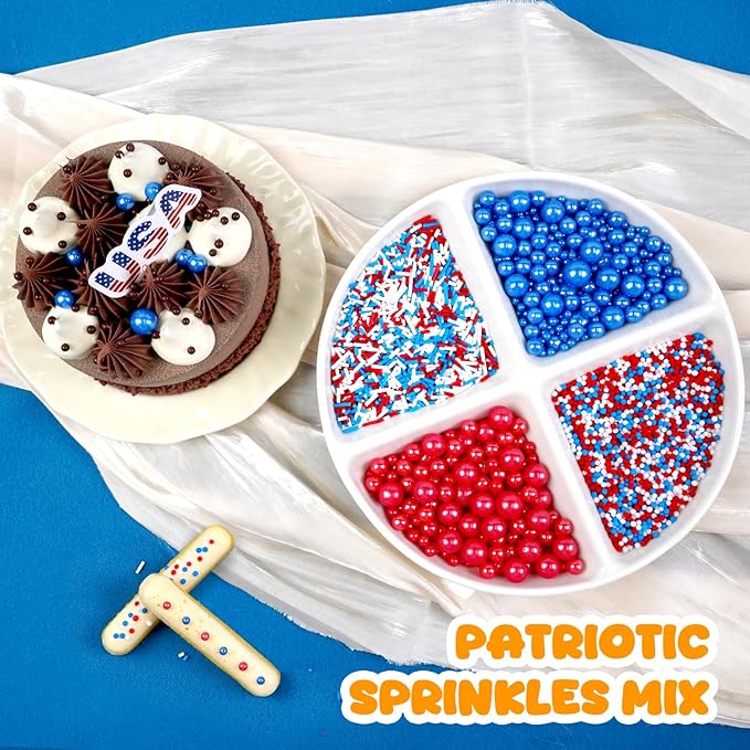 Patriotic Sprinkles, 4th of July, Edible Red Blue Sprinkles for Cupcakes Cake Decorating, 160g/5.64oz, Cake Decorations, Baking Ice Cream Toppings