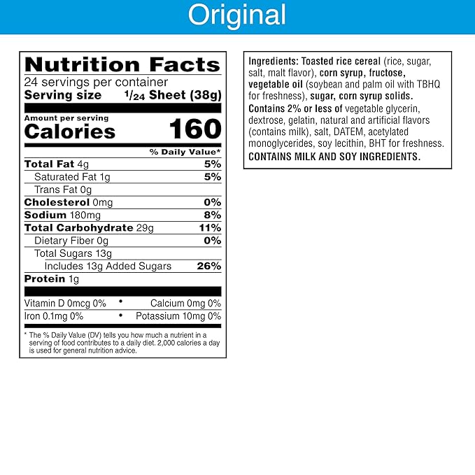 Rice Krispies Treats Marshmallow Treat Sheet, Kids Snacks, Baking Project, Original, 32oz Bag (1 Sheet)