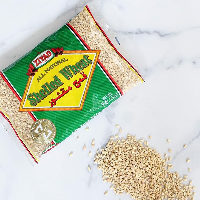 Ziyad Premium Quality Shelled Wheat ??Finely Ground, Smooth Wheat Cereal ??High Fiber, No Cholesterol/Salt ??Vitamin-Enriched, Vegan ??Quick 30 Min Prep ??Versatile for Sweet & Savory Dishes, 1 pound