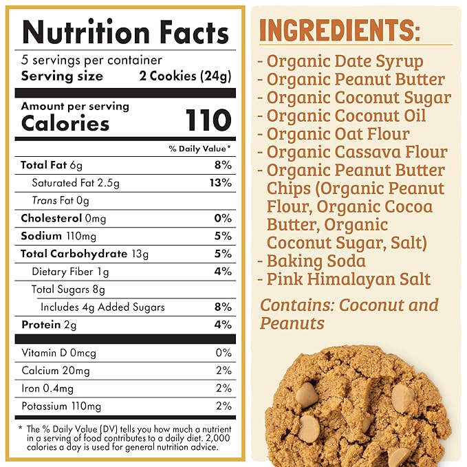 Skout Organic Peanut Butter Soft Baked Cookie (3 Pack) | Soft Baked Cookies | Plant-Based | Vegan | Gluten, Dairy, & Soy Free
