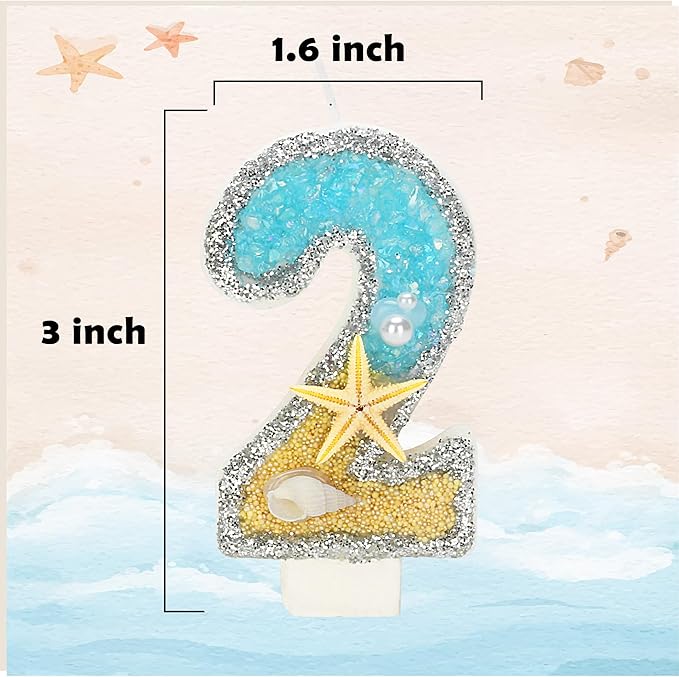 Birthday Candle for Cake, Beach Starfish Sequins Candles, 2.76 inch Cake Topper Decoration for Birthday Party (Number 24)