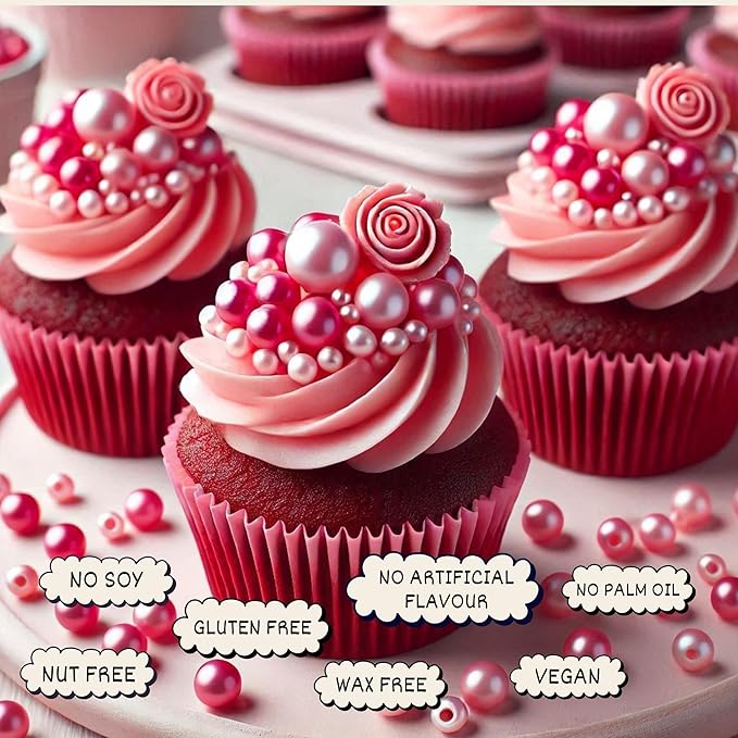 Confect Love Disco Balls ??Pearlescent Pink Edible Decorative Sprinkles, Large Dahlia Candy Balls for Cake Decorating, Cupcakes, Cookies & Desserts | Baking Decoration | Vegan, Gluten-Free, Nut-Free, Soy-Free, Dairy-Free, Palm Oil-Free- 4.2 Oz