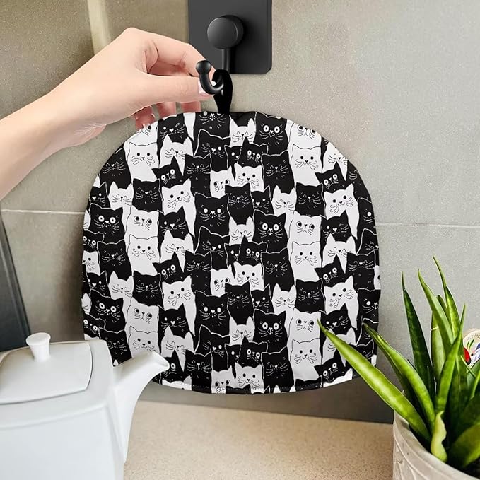 Tea Pot Cozy for Teapots Insulated Cat Print Teapot Cozy Quilt Durable Tea Kettle Protector Universal Tea Pot Tea Kettle Dust Cover with Hanging Ring for Housewife, Friend, Mom