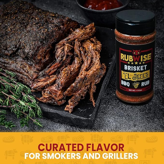 RubWise Texas Style BBQ Brisket Rub - El Jefe (1lb) | Barbecue Rubs & Spices for Smoking and Grilling | Premium Dry Seasonings with Authentic Texan Flavor | Great on Brisket, Steaks, Ribs & Burgers