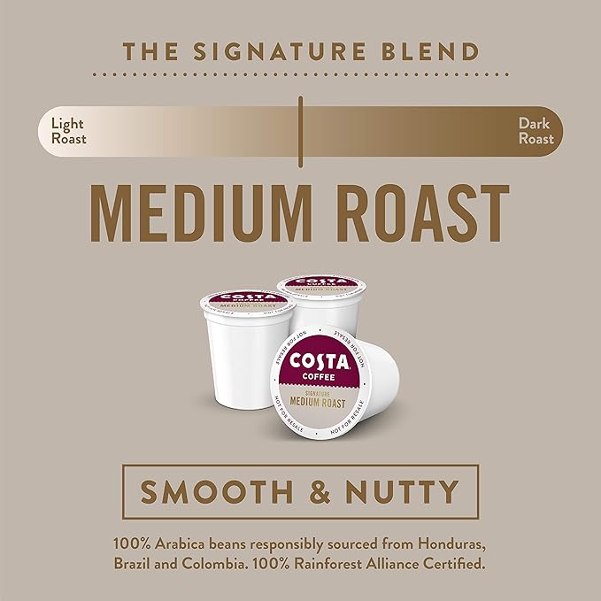 Costa Coffee Medium Roast Single Serve Pods - Signature Blend - 10 ct Box