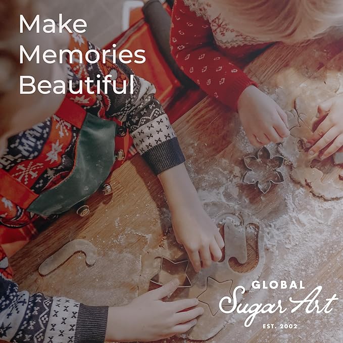 Global Sugar Art Poinsettia Sugar Cake Flowers, Fancy, Large Red, 3 Count by Chef Alan Tetreault. Perfect for Christmas Cake Decorations, Yule Logs, Gingerbread Houses, and more.