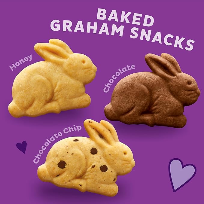 Annie's Organic Friends Bunny Grahams, Chocolate Chip, Chocolate, and Honey Baked Graham Snacks, 12 Pouches, 12 oz