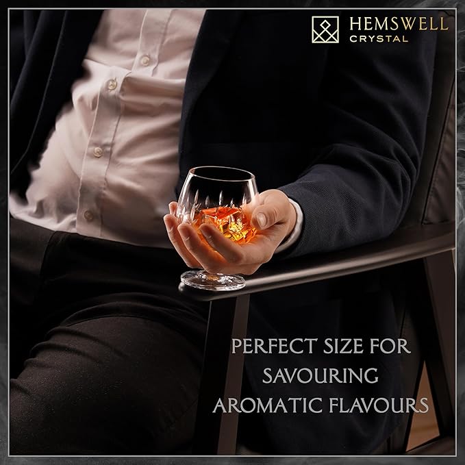Single Brandy Snifter Cognac Glass - Small Snifter Glasses for Scotch, Brandy or Whisky - Elegant and Exquisite Cognac Balloon Glass - European Crystal 8.5oz - Wicklow Design