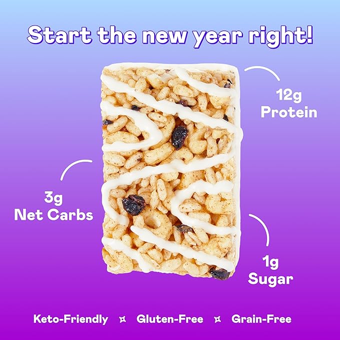 MAGIC SPOON Treats - High Protein, Low Carb, Keto Friendly, Low Sugar, Gluten Free, Crispy Protein Bar Cereal Bar, On-The-Go Healthy Snack (Blueberry Muffin, 16 Bars)