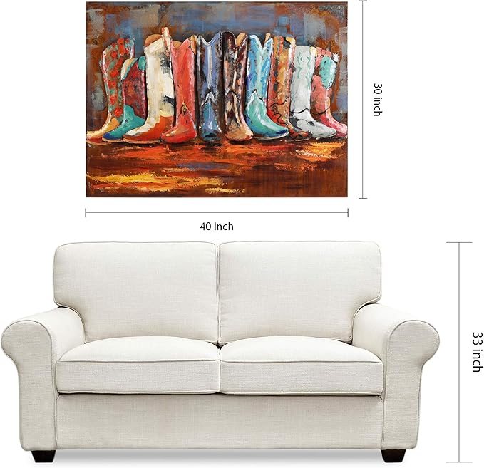 Empire Art Direct Cowboy?셲 Boots Mixed Media Iron Hand Painted Dimensional Wall Art, 30" x 40" x 2.4", Ready to Hang