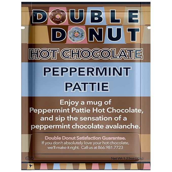 Double Donut Flavored Hot Chocolate Packets, Peppermint Pattie, Peppermint Hot Chocolate, Hot Peppermint Cocoa Mix 128 count