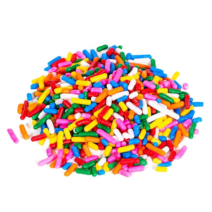 Bakerpan Rainbow Jimmies Sprinkles - 6 Ounces Edible Sprinkles for Cake Decorating, Cupcakes, Ice Cream, Cake Decorations (Made in USA)