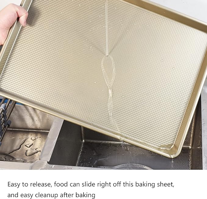 Kitcom Large Cookie Sheet 17.7x12.8in with Rack, Nonstick Baking Pan/Tray with Stainless Steel Cooling Baking Rack Sets, Pack of 2