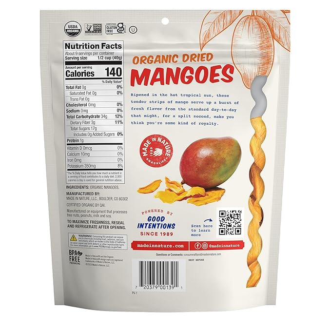 Made In Nature Organic Dried Mangoes, 12 Ounce (Pack of 1) ??Vegan Snack, Non-GMO, Unsulfured, Gluten Free, Kosher