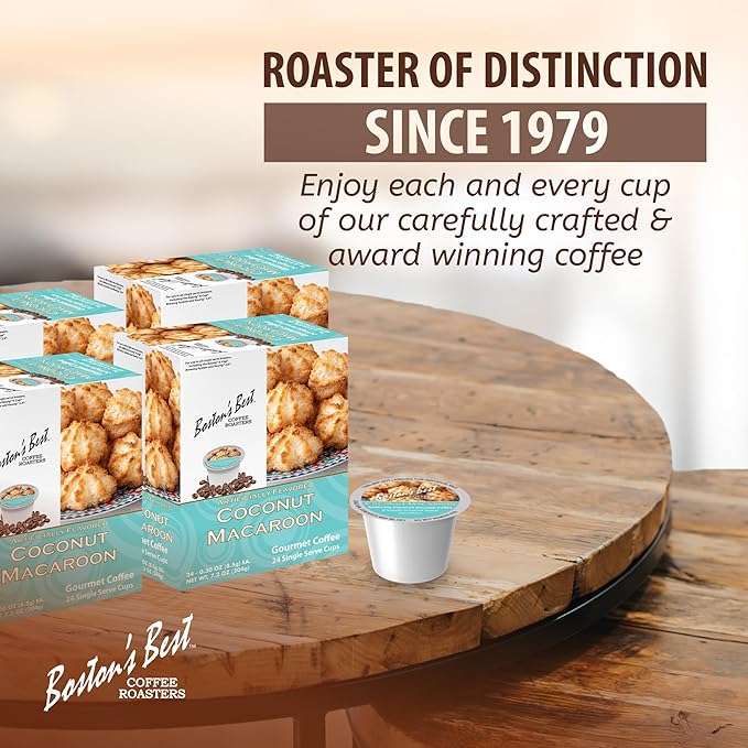 Boston’s Best - Coconut Macaroon Flavored Delicious Gourmet Coffee, Compatible with Keurig Coffee Maker, 24 Count (Pack of 4)