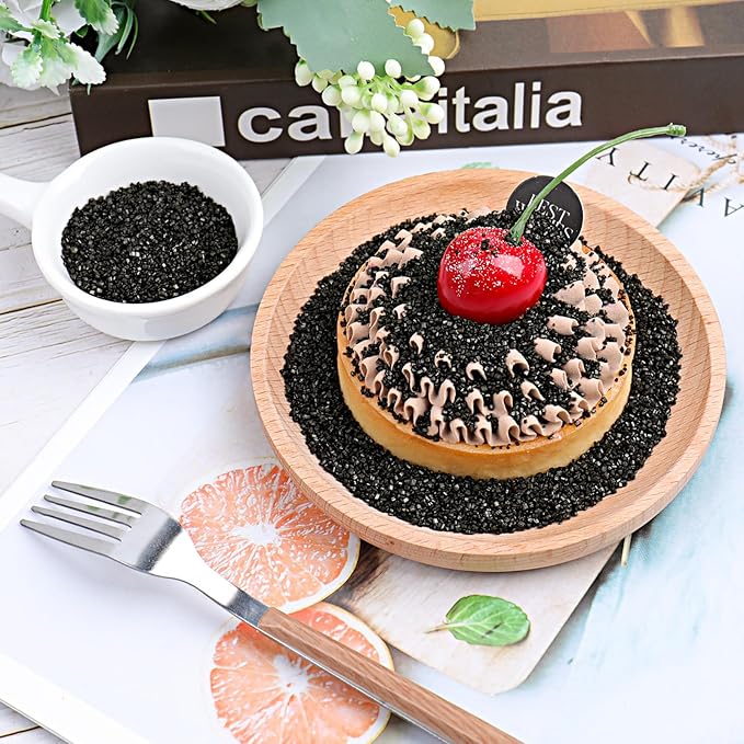Black Sprinkles Sanding Sugar, 6.35 Oz Edible Sparkling Sugar Crystals for Baking Cookies Ice Cream Cupcake Cake Decorations