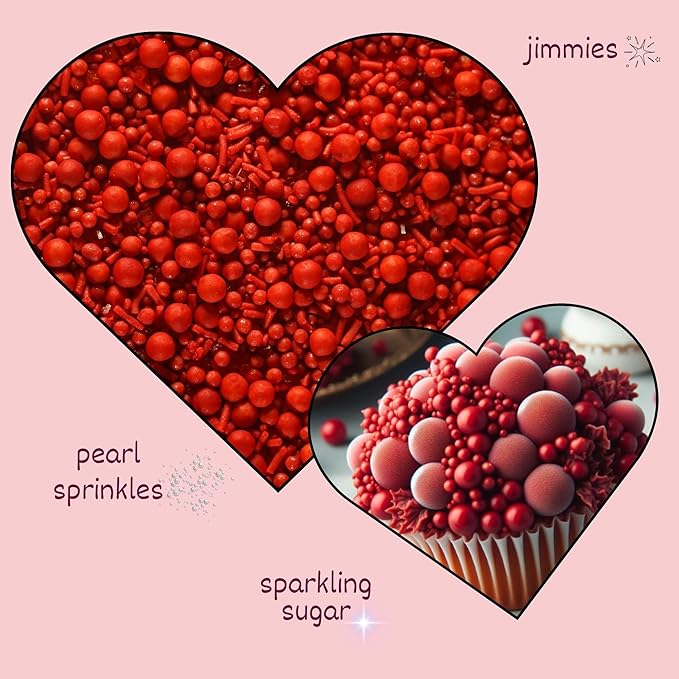 Confect Ruby Red Edible Sprinkles ?밃sssorted jimmis, Dragees, Sparkling Sugar, Pearls| Decorative Toppings for Cake, Cupcake & Cookie Decorating ??Vegan, Gluten-Free, Nut-Free, Soy-Free, Dairy-Free, Palm Oil-Free ??4.2 Oz