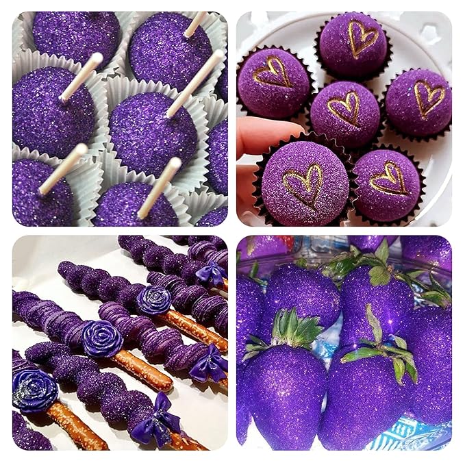 Purple Edible Glitter Spray - Herbeklab 15g Edible Glitter for Cakes, Food Grade Metallic Shimmer Powder, Edible Purple Spray for Cookie Decorating, Chocolate, Strawberries