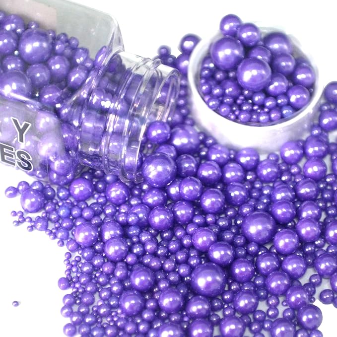 Purple Sprinkles for Cake Decorating Edible Sugar Pearls Candy Sprinkles Mix Size Cupcake Cake Topper Cookie Decorations Wedding Halloween Christmas Supplies