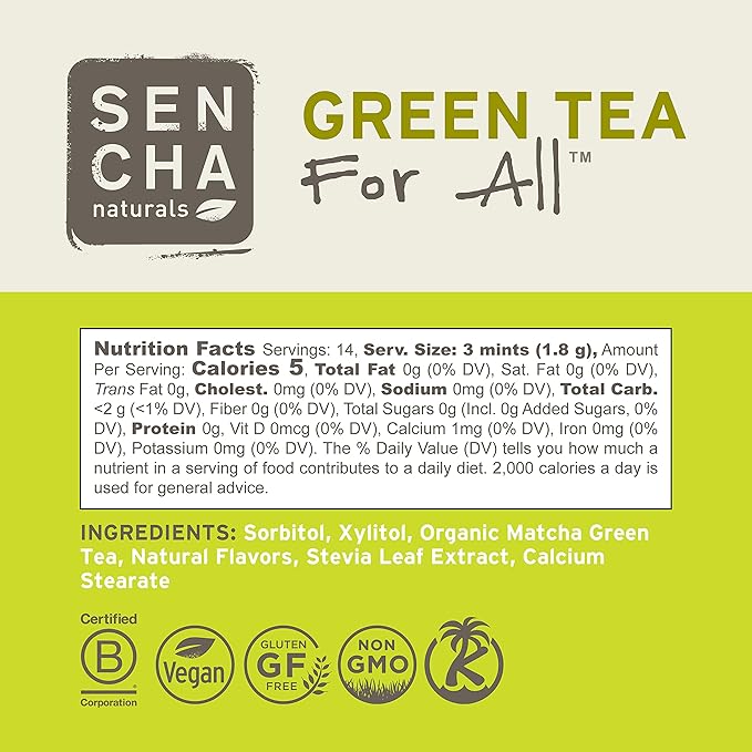 SEN CHA Naturals Green Tea Mints, Tropical Mango, 1.2 oz (Pack of 6)