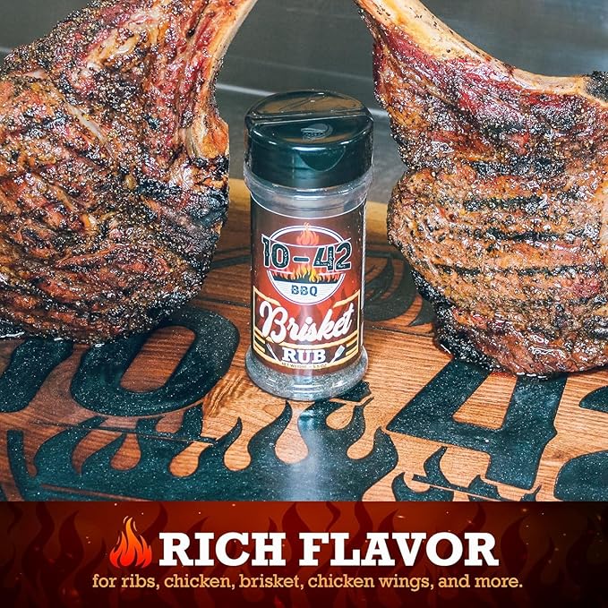 10-42 BBQ Brisket Rub (NO MSG, 0 Calorie) | All-Natural Spice Seasoning for Steak, Rib, Meat | Beef Brisket Seasoning Dry Rub | BBQ Rubs and Spices for Smoking and Grilling | Brisket Rub for Smoker | 5.5 oz