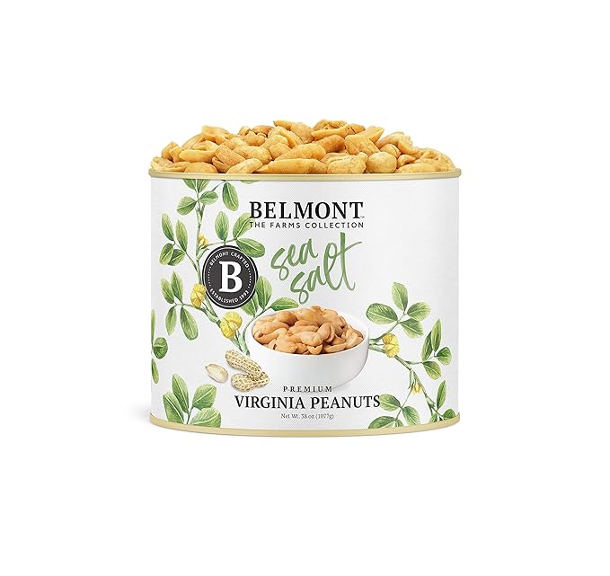 Belmont Peanuts Gourmet Sea-Salted Virginia Peanuts, 38 oz (1 Pack) ??Only 3 Simple Ingredients, No Preservatives, 7g Protein ??A Premium, Salty, Crunchy, Hand Seasoned Snack