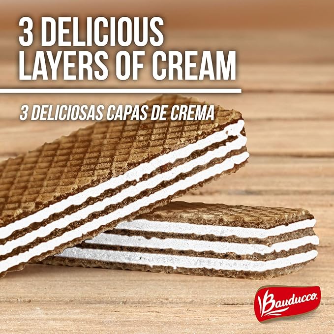 Bauducco Wafer Cookies, Coconut, 5.0 oz (Pack of 2) - Crispy Triple-Layered Wafers with Rich Coconut Cream Filling - Indulgent Sweet Dessert - No Artificial Flavors - Italian-style snack.